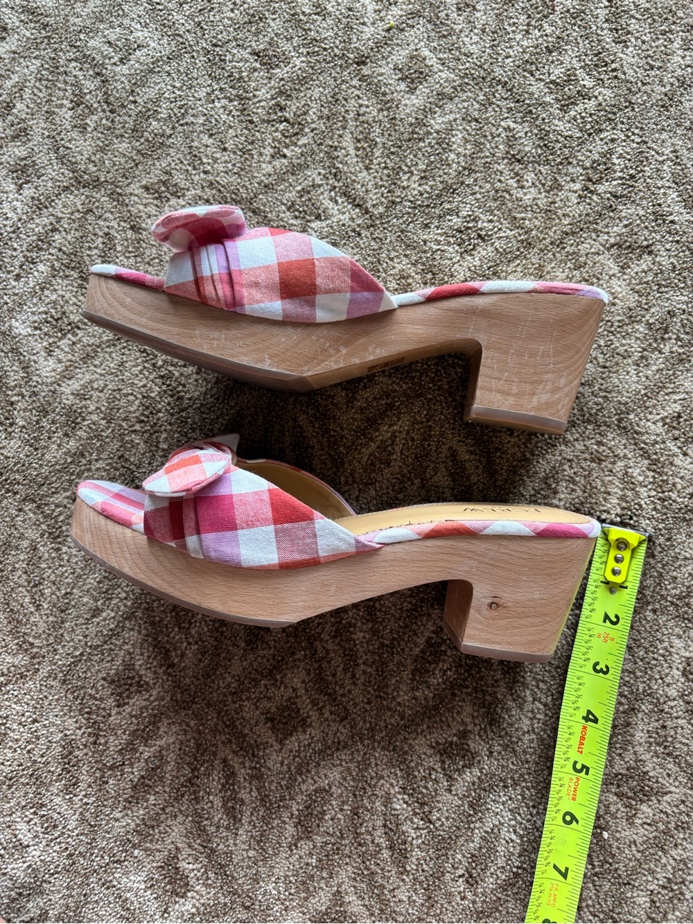 J. Crew Pink & Coral Gingham Knot Mules - Picture 8 of 10